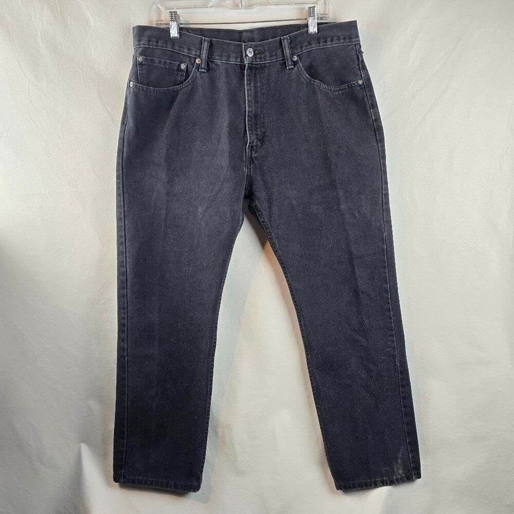 Levi’s 505 Jeans Mens 38x30 Black Straight Leg Denim Classic Fit Faded Casual